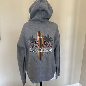 Ron Jon Surf Shop Hoodie Beach Sweatshirt Custom Surfboards Small Gray Pull Over